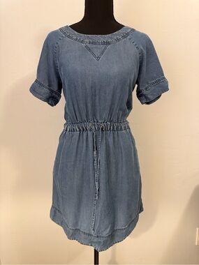 J. Crew Blue Drawstring Mini Dress